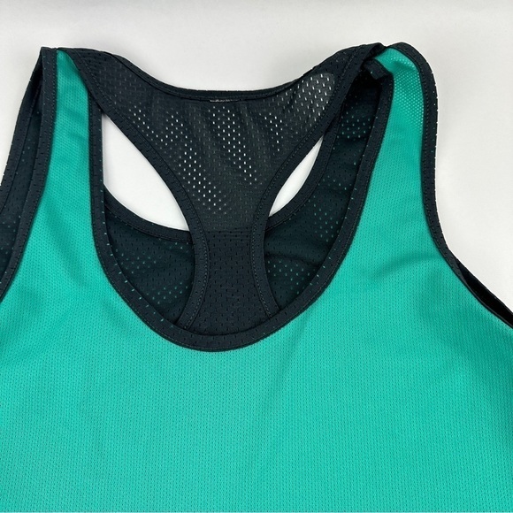 Athletic Tank Top Womens Green Black Two Layer Racer Back - Picture 7 of 7